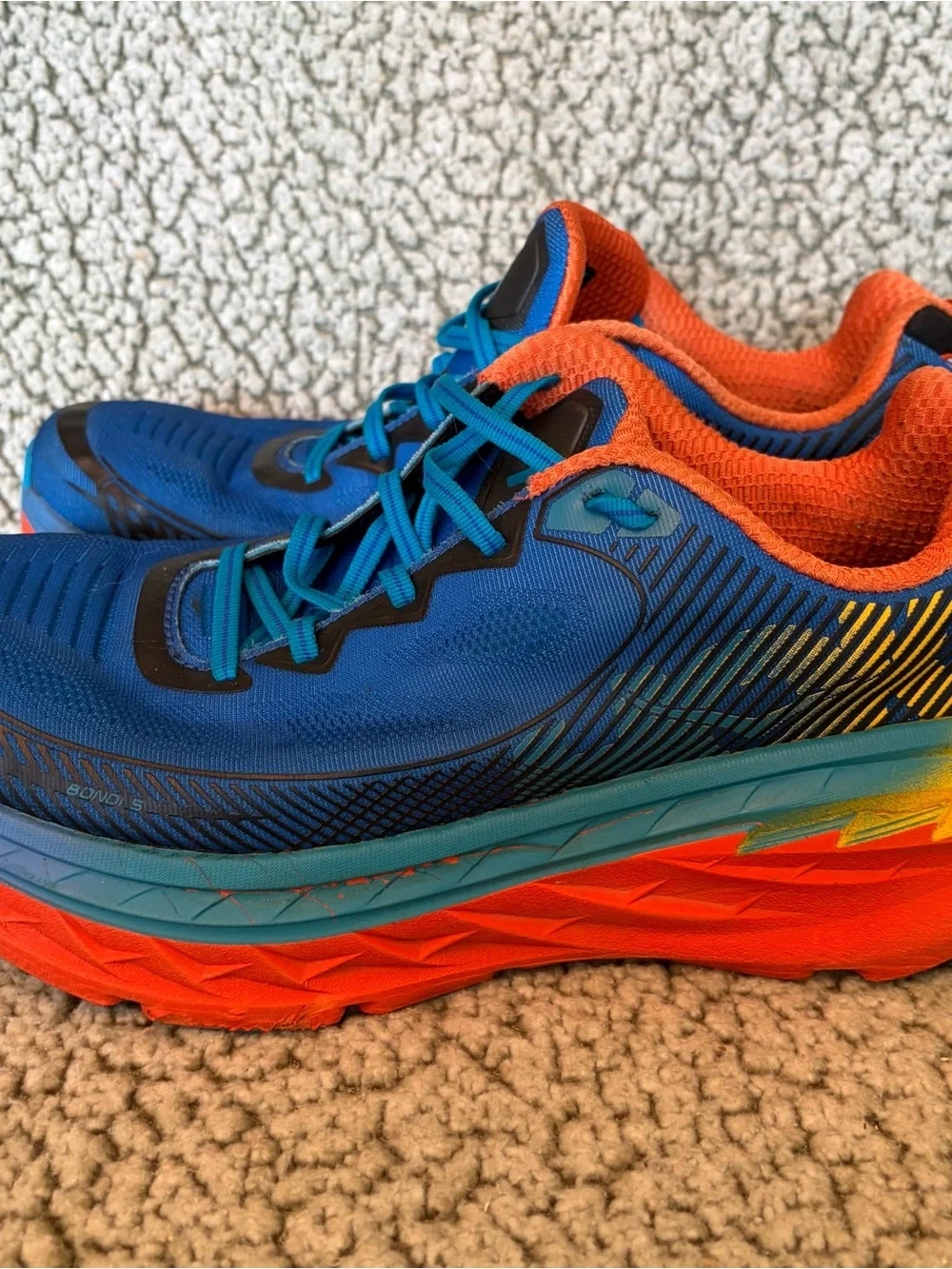 HOKA ONE ONE BONDI 5 Running Shoes Men Sz 11 Blue And Orange